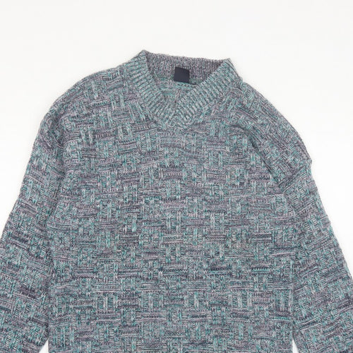 Green Mountain Men's Multicoloured XL Chunky Knit Retro Jumper