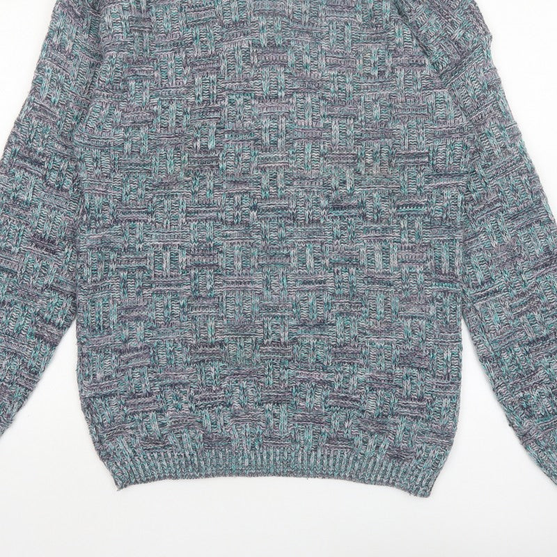 Green Mountain Men's Multicoloured XL Chunky Knit Retro Jumper