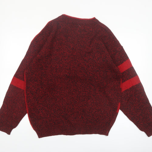 Bugle Boy Men's Red Striped Acrylic Pullover Jumper M Vintage