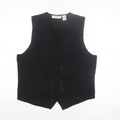 Chaus Women's Black Beaded Wool Blend Knit Vest L