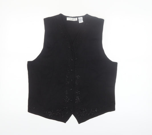 Chaus Women's Black Beaded Wool Blend Knit Vest L