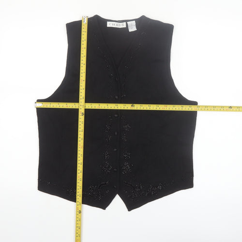 Chaus Women's Black Beaded Wool Blend Knit Vest L