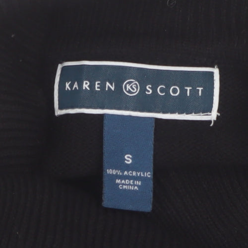 Karen Scott Women's Black Argyle Roll Neck Acrylic Jumper Size S