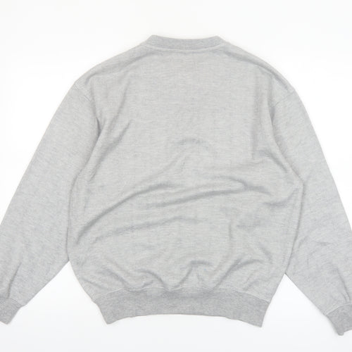 Troy Bros Men's Grey 1/4 Zip Cotton Blend Jumper Size L