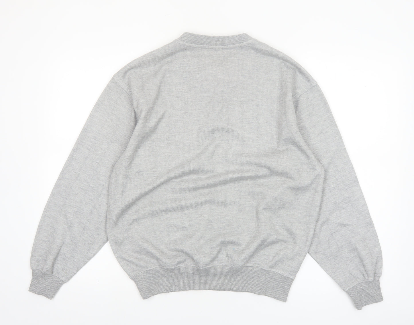 Troy Bros Men's Grey 1/4 Zip Cotton Blend Jumper Size L
