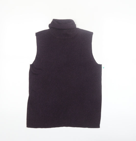 Casual Corner Women's Purple Silk Blend Sleeveless Roll Neck Top Size L