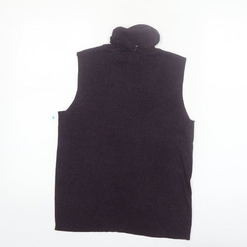 Casual Corner Women's Purple Silk Blend Sleeveless Roll Neck Top Size L