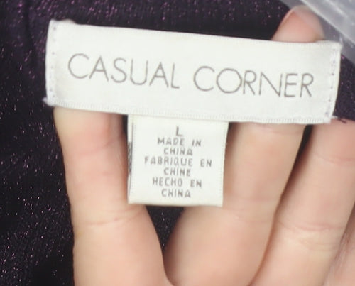 Casual Corner Women's Purple Silk Blend Sleeveless Roll Neck Top Size L