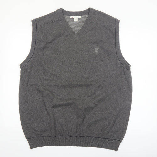 Cutter & Buck Men's Grey Cotton V-Neck Golf Vest Jumper XL