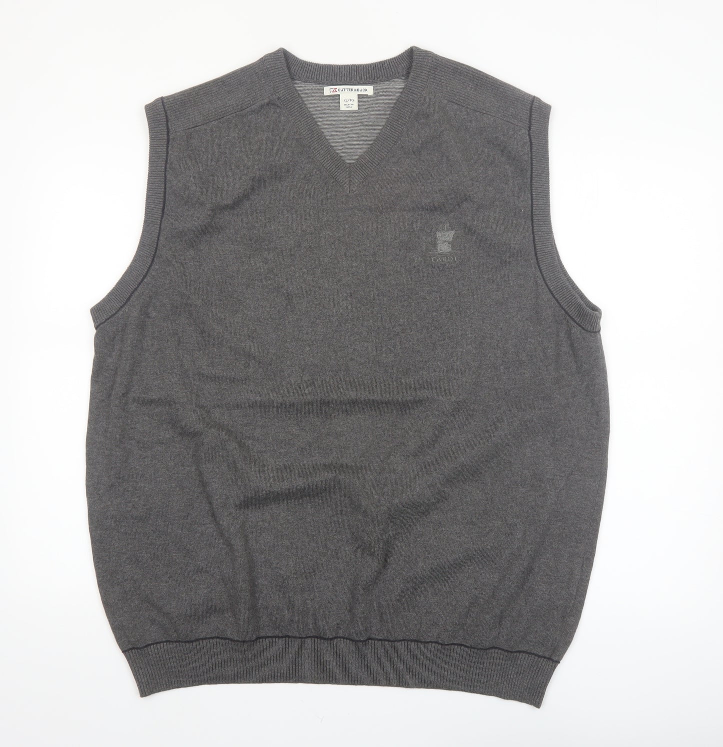 Cutter & Buck Men's Grey Cotton V-Neck Golf Vest Jumper XL