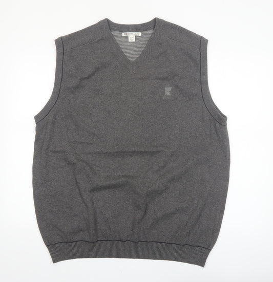 Cutter & Buck Men's Grey Cotton V-Neck Golf Vest Jumper XL