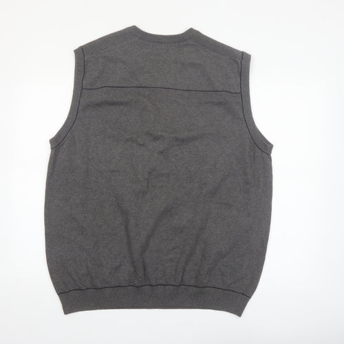 Cutter & Buck Men's Grey Cotton V-Neck Golf Vest Jumper XL