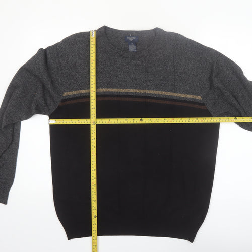 Dockers Men's Grey Acrylic Striped Crew Neck Pullover Jumper L