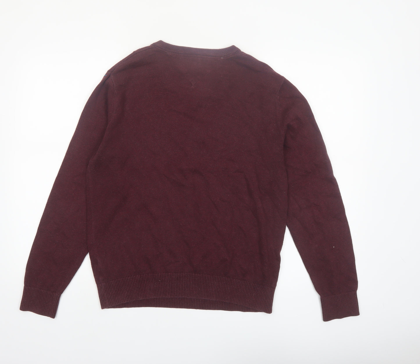 Tommy Hilfiger Men’s Red Argyle V-Neck Cotton Jumper XS
