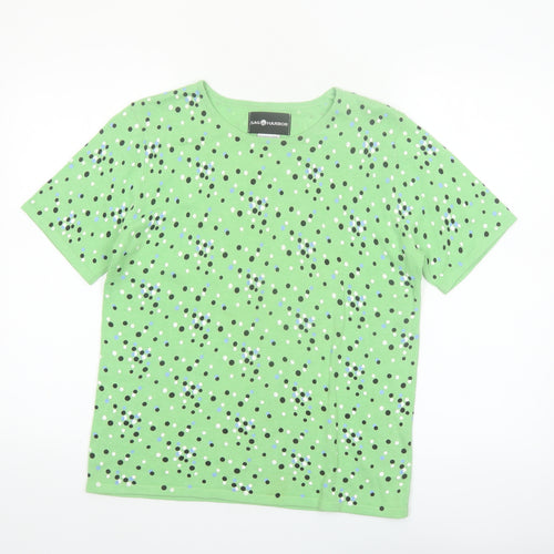 Sag Harbor Women's Green Polka Dot Cotton Blend Short Sleeve T-Shirt Size S