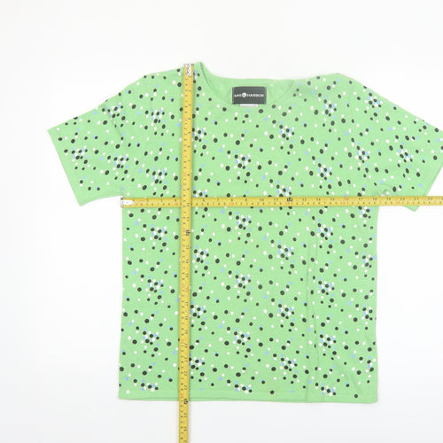Sag Harbor Women's Green Polka Dot Cotton Blend Short Sleeve T-Shirt Size S