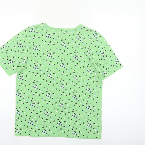 Sag Harbor Women's Green Polka Dot Cotton Blend Short Sleeve T-Shirt Size S