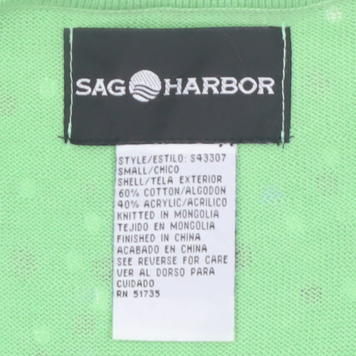 Sag Harbor Women's Green Polka Dot Cotton Blend Short Sleeve T-Shirt Size S