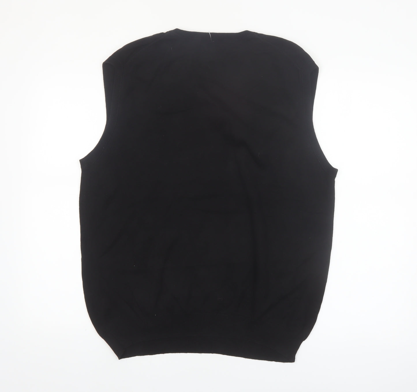 Le Château Men's Black Argyle Sleeveless Vest Jumper XL Silk Cotton