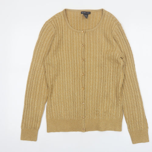 New York & Company Women’s Gold Cable-Knit Cardigan M