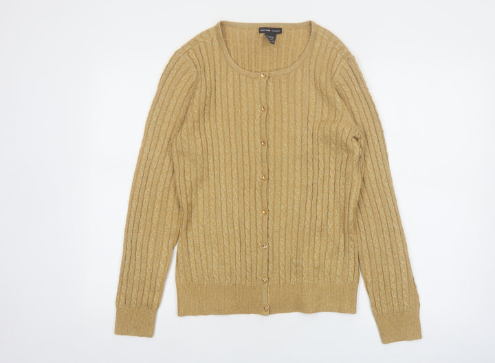 New York & Company Women’s Gold Cable-Knit Cardigan M
