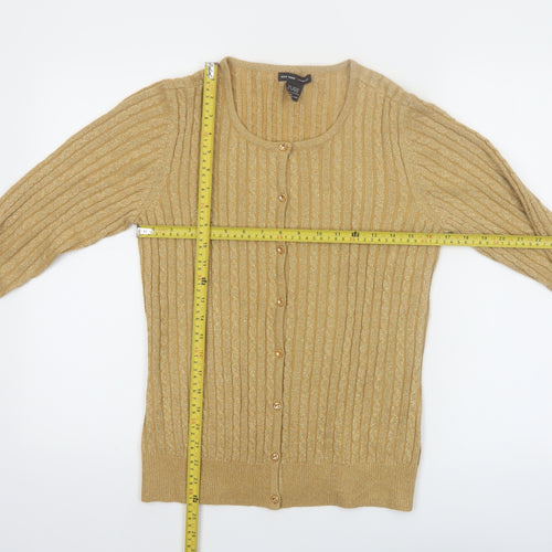 New York & Company Women’s Gold Cable-Knit Cardigan M