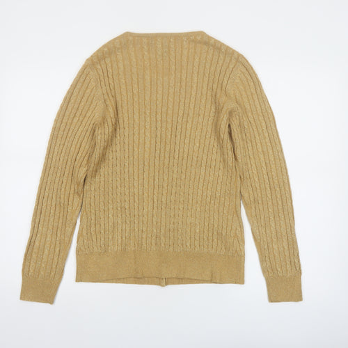 New York & Company Women’s Gold Cable-Knit Cardigan M