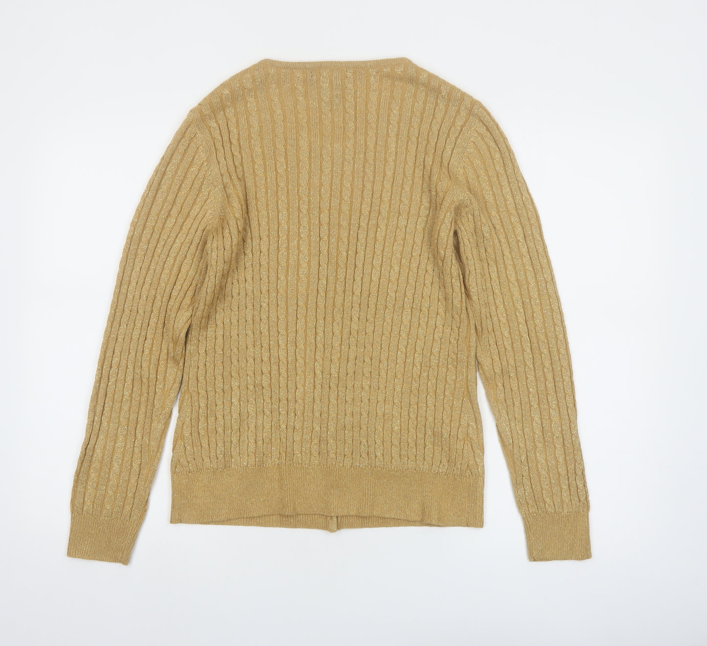 New York & Company Women’s Gold Cable-Knit Cardigan M