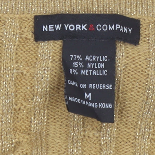 New York & Company Women’s Gold Cable-Knit Cardigan M