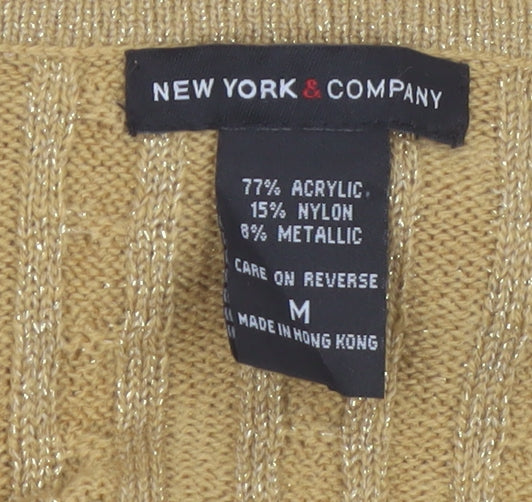 New York & Company Women’s Gold Cable-Knit Cardigan M