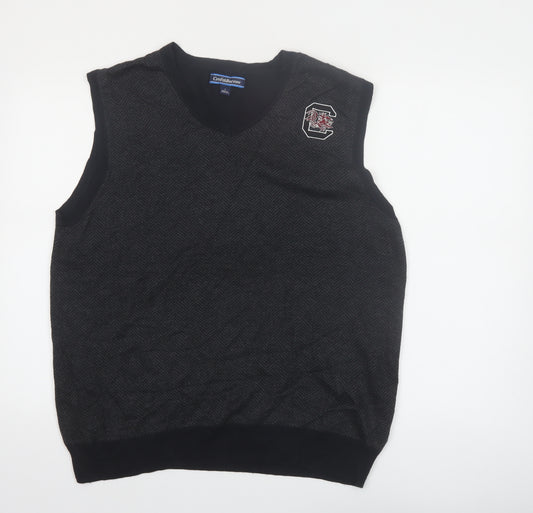 Croft & Barrow Men's Black Herringbone V-Neck Knit Vest Size L