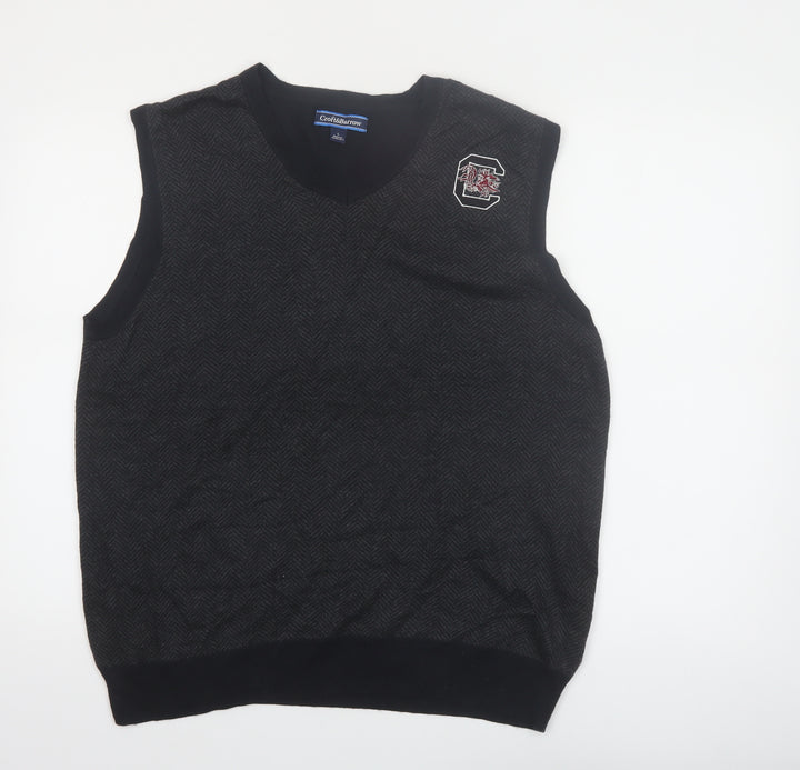 Croft & Barrow Men's Black Herringbone V-Neck Knit Vest Size L