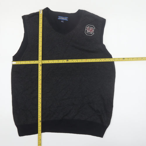 Croft & Barrow Men's Black Herringbone V-Neck Knit Vest Size L