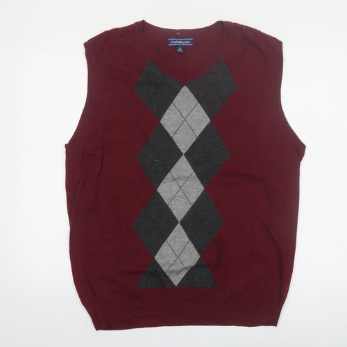 Croft & Barrow Men's Red Argyle Sleeveless V-Neck Knit Vest XL