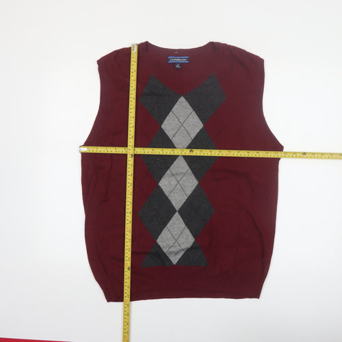 Croft & Barrow Men's Red Argyle Sleeveless V-Neck Knit Vest XL
