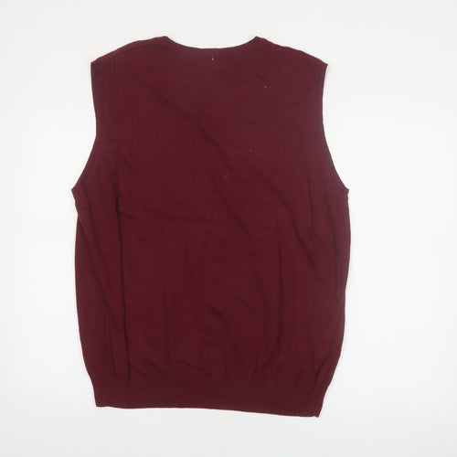 Croft & Barrow Men's Red Argyle Sleeveless V-Neck Knit Vest XL
