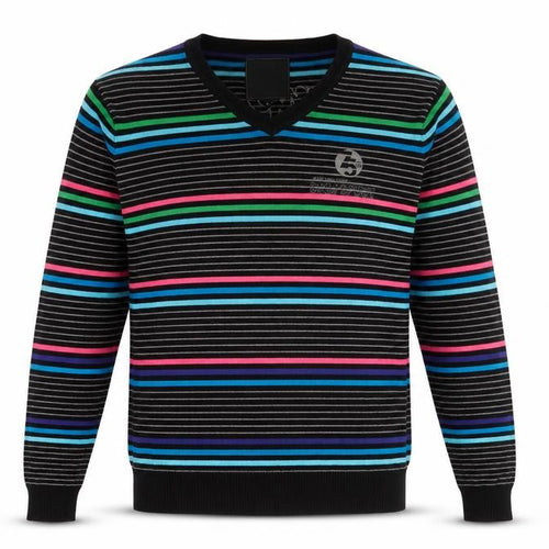 Jack & Jones Mens Multicoloured Stripe V-Neck Cotton Jumper M