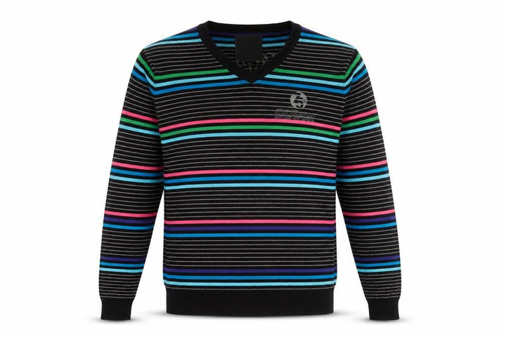 Jack & Jones Mens Multicoloured Stripe V-Neck Cotton Jumper M