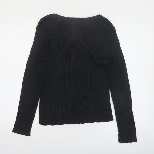 New York & Company Women’s Black Beaded V-Neck Knit Jumper Size L