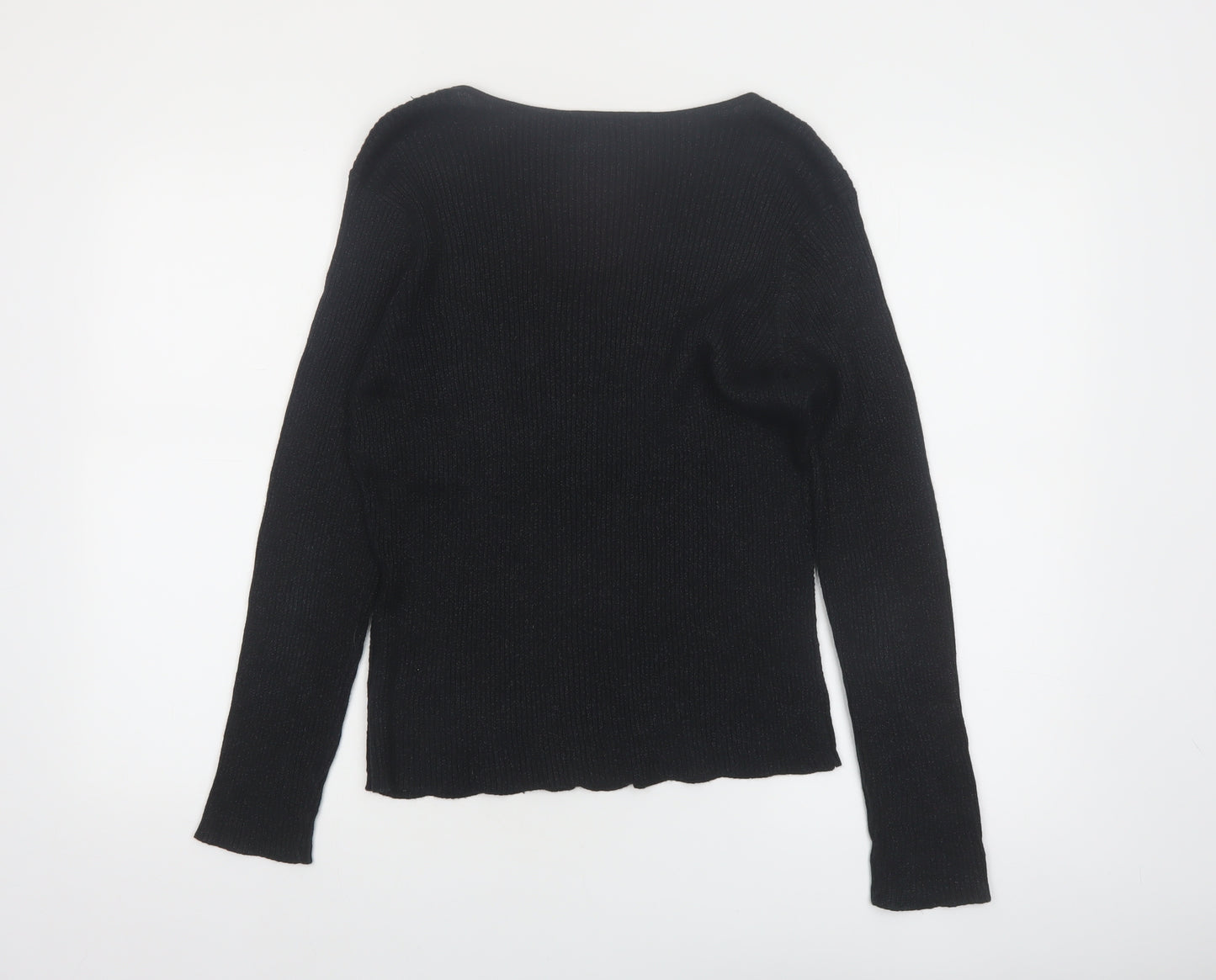 New York & Company Women’s Black Beaded V-Neck Knit Jumper Size L