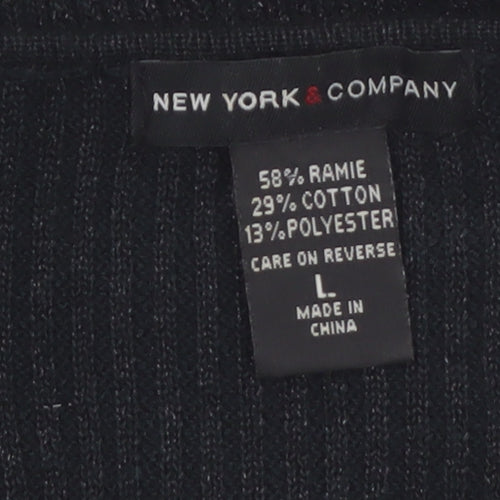 New York & Company Women’s Black Beaded V-Neck Knit Jumper Size L