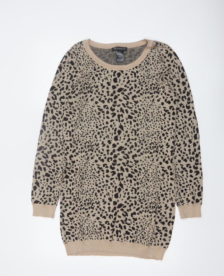 INC International Concepts Women's Beige Leopard Pullover Jumper L
