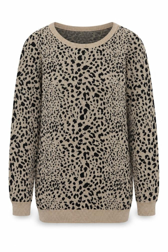 Front view of INC International Concepts Women's Beige Leopard jumper L