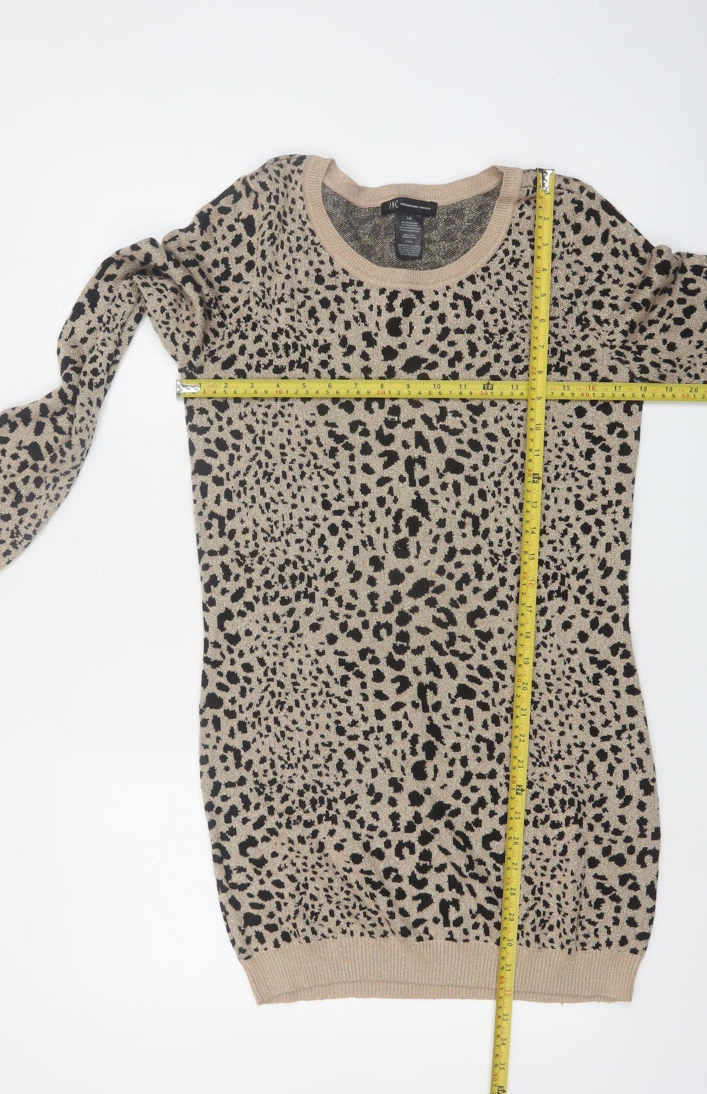 INC International Concepts Women's Beige Leopard Pullover Jumper L