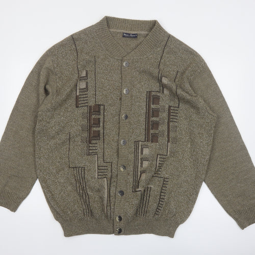 Marc René Men's Brown Geometric Wool Blend Cardigan XL
