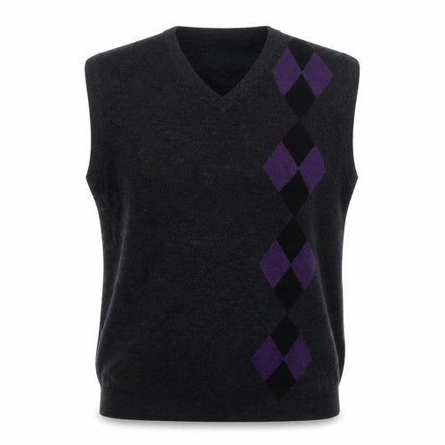 A|X|IST Men's Grey Argyle Sleeveless V-Neck Knit Vest L