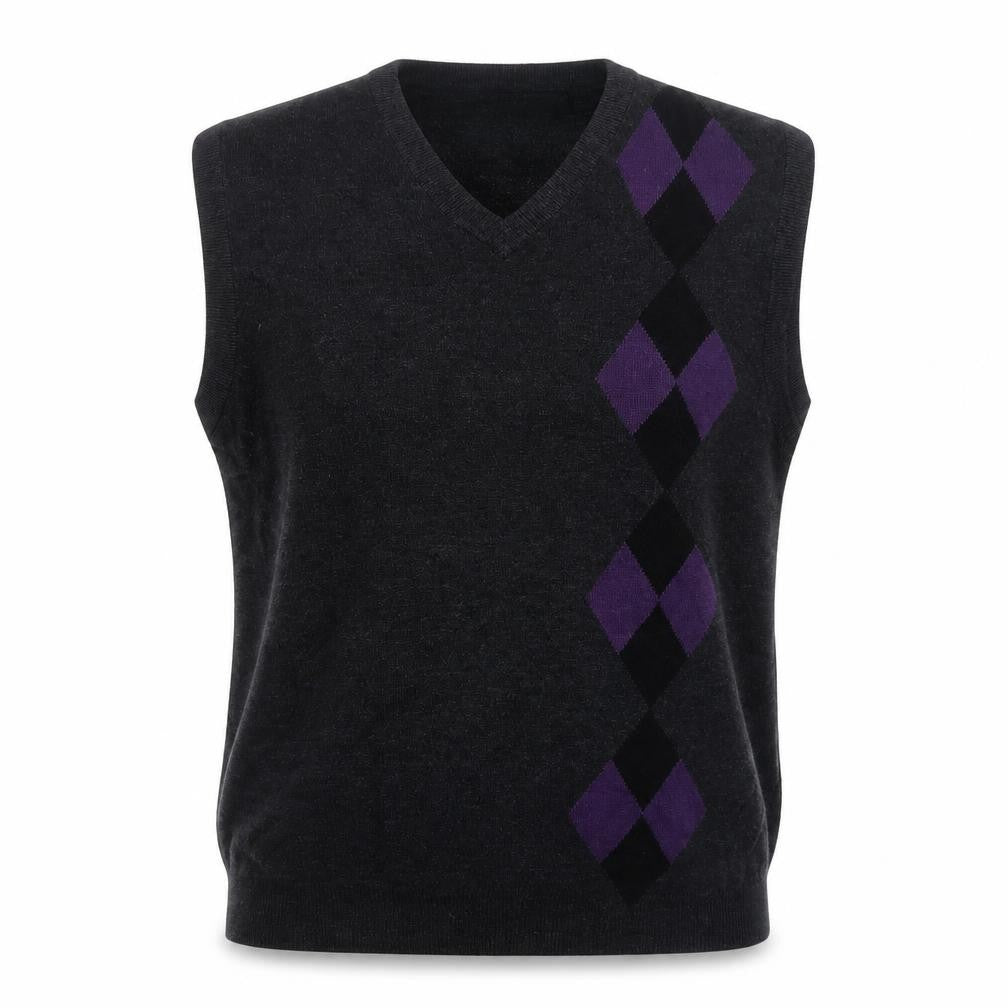 A|X|IST Men's Grey Argyle Sleeveless V-Neck Knit Vest L