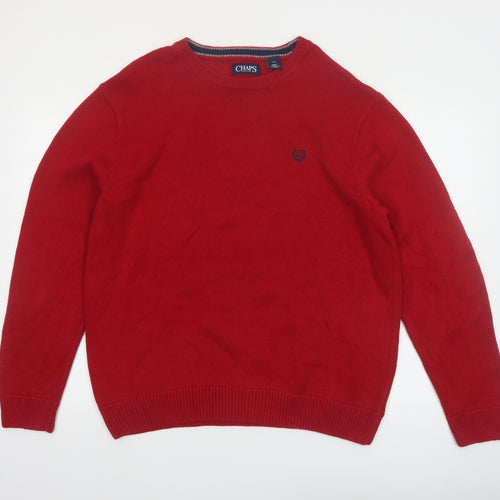 Chaps Men’s Red Cotton Crew Neck Pullover Jumper Size L
