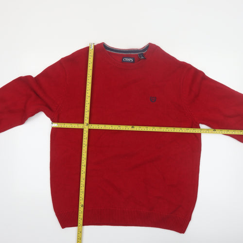 Chaps Men’s Red Cotton Crew Neck Pullover Jumper Size L