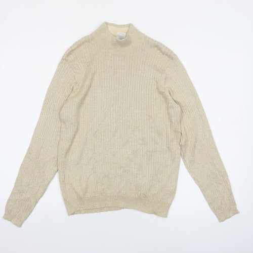 Talbots Womens Beige Mock Neck Long Sleeve Pullover Jumper M